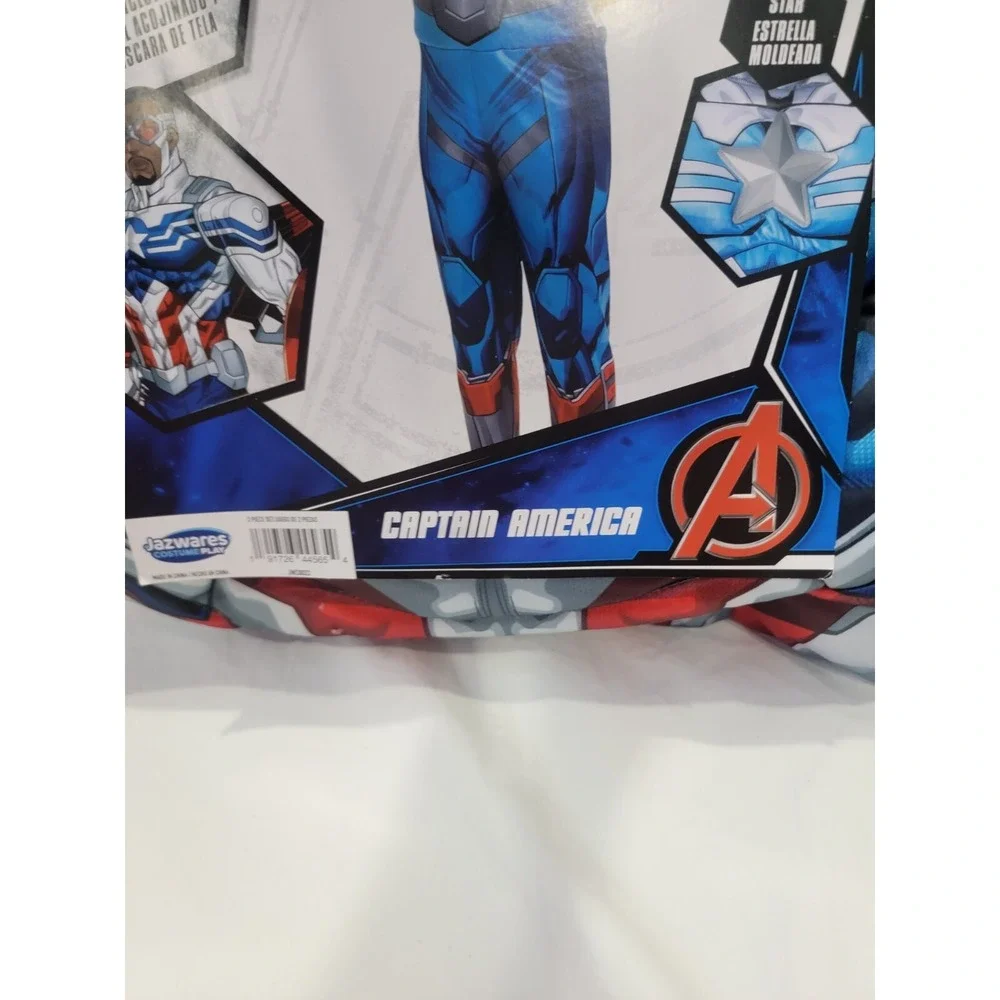 Avengers Captain America Costume Boys Medium 8 Marvel Jumpsuit Mask Halloween‎